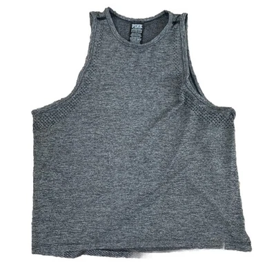 Camiseta sin mangas Victoria's Secret ROSA sin costuras malla espalda atlética gimnasio gris jaspeado Foto 1 de 4