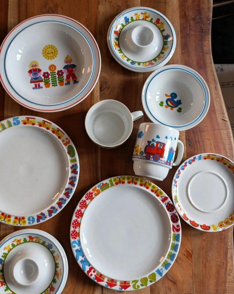 Thomas Brigitte GRAZIELA Kinder Geschirr Zahlen-Spiel 70er vintage Teller Becher - Bild 1 von 4