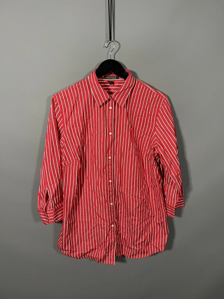 Camisa Ralph Lauren - Talla 1X - Roja - Rayas - Excelente Estado - Mujer’s Foto 1 de 3