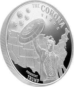 SCARCE Trump 1 Oz .999 Silver Round Coin The Corona Virus Retired RARE BEAUTY - Picture 1 of 2