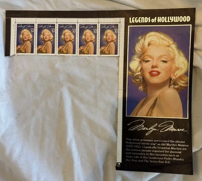 Legends of Hollywood Marilyn Monroe Set of 5 Unused 0.32(c) USPS Stamp 1996 - Image 1 of 4