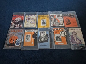 Lot Of 10 Vintage Sheet Music variety Children Romantic Love World War II Songs - Picture 1 of 12