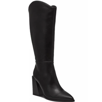 NEW Wild Pair Women's Tati Wide Calf Stacked Heel Boots Black Smooth Size 9M  - Image 1 of 4