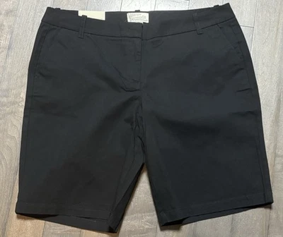 Pantalones Cortos J.Crew Factory Bermudas Para Mujer 12 Negros Elastizados Chinos City Fit 10” Nuevos con Etiquetas Foto 1 de 4