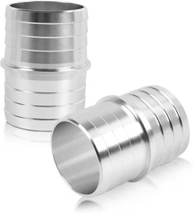 Accesorios de barra de manguera de radiador de 2 piezas, aleación de aluminio plateado de 1-1/2 pulgadas - Imagen 1 de 6