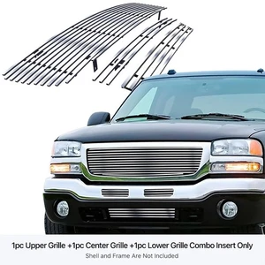 Fits 2003-2006 GMC Sierra 1500/2500HD/3500 Stainless Billet Grille Insert Combo - Picture 1 of 7