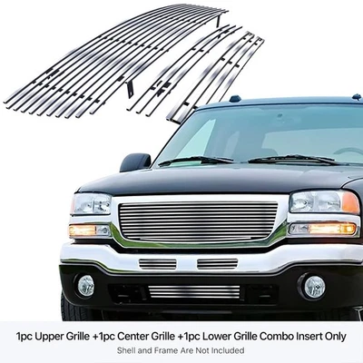 Combo de inserción de rejilla de billet de acero inoxidable para GMC Sierra 1500/2500HD/3500 2003-2006 Foto 1 de 4