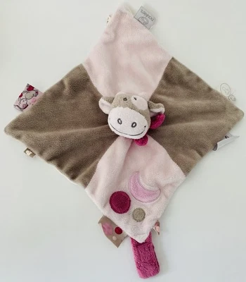6079🌟Doudou Plat Mouchoir NOUKIE'S Noukies Vache Lola Rose Taupe Lune - Photo 1/4