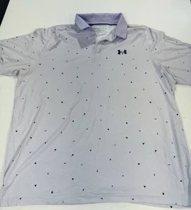 Under Armour The Iso-Chill Polo Shirt XL Purple Geo Polyester Stretch Golf - Picture 1 of 7