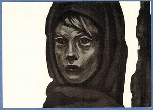 B.Prorokov 1961 Russian ANTI-WAR postcard WWII GIRL IN RUINS - Picture 1 of 2