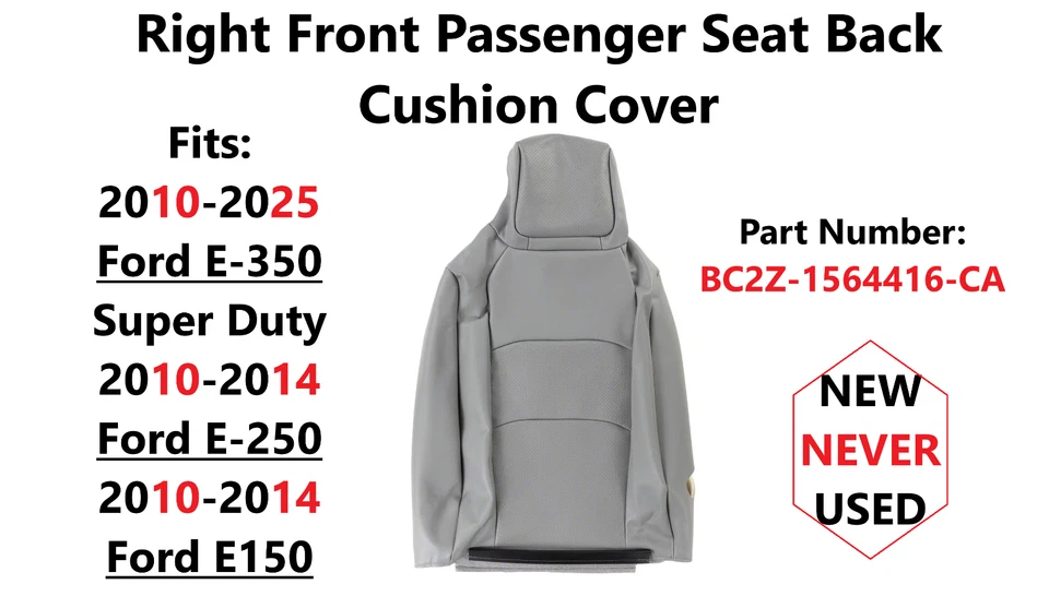 Funda de cojín trasero asiento pasajero derecho Ford E-350 SD 2010-2025 BC2Z-15644416-CA Foto 1 de 4