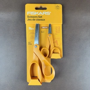 Fiskars Scissors Set Original Orange-Handled Scissors 8" and No. 5 Micro-Tip - Picture 1 of 7