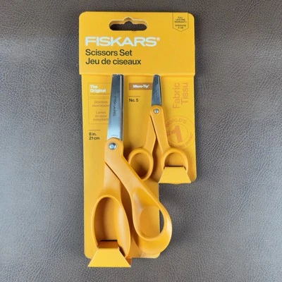 Fiskars Scissors Set Original Orange-Handled Scissors 8" and No. 5 Micro-Tip - Image 1 of 4