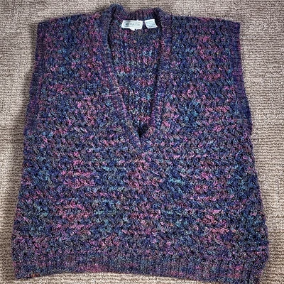 Chaleco Tejido Talla L Mármol Azul-Púrpura-Rosa Recortado Cuello en V Preppy Neil Martin De Colección Foto 1 de 4