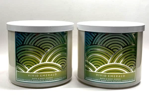 NEW 2 BATH & BODY WORKS VIVID EMERALD SCENTED 3-WICK LARGE CANDLE 14.5 OZ - Picture 1 of 5