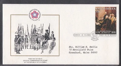 COLOMBIA 1976 3 FIRST DAY COVERS AMERICAN BICENTENNIAL DECLARATION INDEPENDENCE - Image 1 of 4