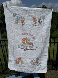 Vintage Kreuzstich Babydecke Vögel 35x52 - Bild 1 von 6