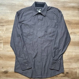 Camisa Wrangler Hombres Gris Medio Espiga Perla A Presión Western Rodeo Vaquero - Imagen 1 de 7