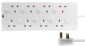 PRO ELEC - Multiprise 8 Prises avec Interrupteur Individuel, 1m, Blanc - Photo 1/1