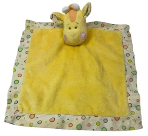Baby Ganz Giraffe Plush Lovey Yellow Dots Circles Security Blanket Satin Back - Picture 1 of 10