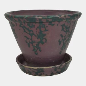 Robinson Ransbottom National Pottery 1930s Mottled Blue Purple Flower Pot Saucer - Picture 1 of 6