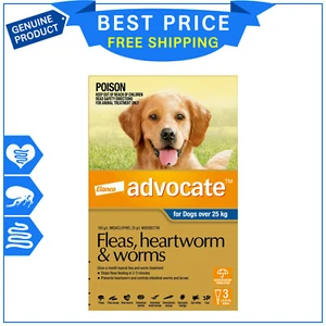 ADVOCATE for Dogs 3, 6, 12 Pipettes Over 25 Kg BLUE Heartworm Flea Worm Control - Picture 1 of 5