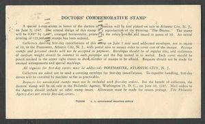 DATE 1946 PC #949  P.O. ANNOUNCES NEW 3c DOCTORS POSTAGE STAMP  - Picture 1 of 1