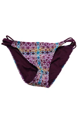 Parte inferior de bikini hipster con tiras estampadas múltiples Hula Honey Wine S Foto 1 de 3