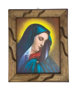 Virgen Dolorosa 9 x 11 Inch Rustic Wooden Frame New - Picture 1 of 2