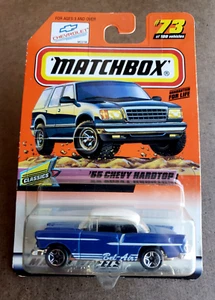 De colección 1998 Matchbox '55 Chevy techo rígido azul 73/100 Classics Series 15 1:64 PR5 - Imagen 1 de 14