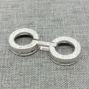 925 Sterling Silver Double Ring Clasp Connector for Pearl Bracelet Necklace - Picture 1 of 7