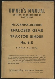 1946 McCormick Deering International Harvester TRACTOR BINDER 4-E OWNERS MANUAL - Picture 1 of 3