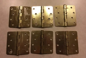 Lot of 6 Unbranded Brass Finished Door Butt Hinges 4" x 4" Spread / Open Width - Picture 1 of 5