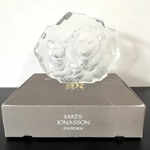Mats Jonasson Kristall Löwenfamilie signiert Glasskulptur mit Originalkarton Schweden - Bild 1 von 22