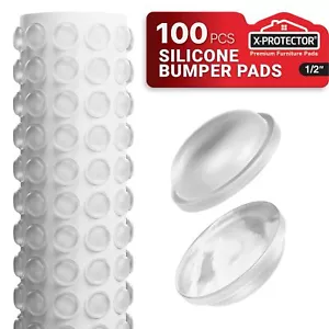 Cabinet Door Bumpers 100 PCS – 1/2" Silicone Clear Bumpers – Ideal Cabinet Bu... - Picture 1 of 6
