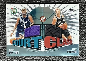 🔥GARY PAYON TONY PARKER 2004 TOPPS PRISTINE CC 2 COLOR GAME USED JERSEY CARD!🔥 - Picture 1 of 2