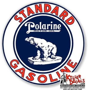 8" STANDARD POLARINE BEAR GAS PUMP OIL TANK DECAL LUBESTER - Picture 1 of 1