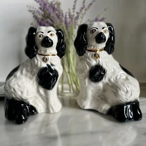 Beswick Staffordshire China Dogs X2 Set Pair King Charles Spaniel Mantel vintage - Picture 1 of 24