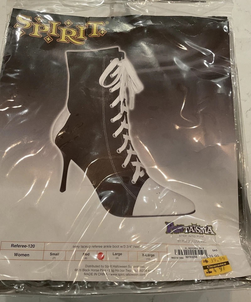 SEXY LACEUP REFEREE ANKLE BOOT HALLOWEEN SPIRIT COSTUME W/3.75” HEELS SZ 8 NWT - Image 1 of 4