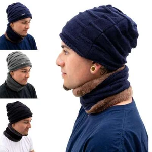 Unisex Knit Plush Winter Warm Crochet Hat Braided Baggy Cuff Fold Beanie Cap US - Picture 1 of 25