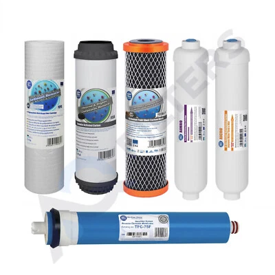 Replacement Filters and Membrane for 6 Stage Reverse Osmosis Aquafilter 50GPD - Image 1 of 2