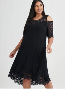 Taking Shape NWT Daydream Dress Mediterranean Memories size large black stretch - Picture 1 of 12