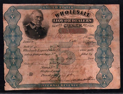 US Wholesale Liquor Dealer Stamps, Series of 1878 CD-60 Unlisted, Gray Wmk Paper - Image 1 of 3
