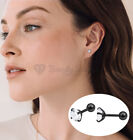 5mm Black/White Surgical Steel Cubic Zirconia Round Screw Back Stud Earrings