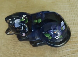 Fenton - Lenox Art Glass Handpainted Sweet Dreamer The Little Violet Kitten - Picture 1 of 5