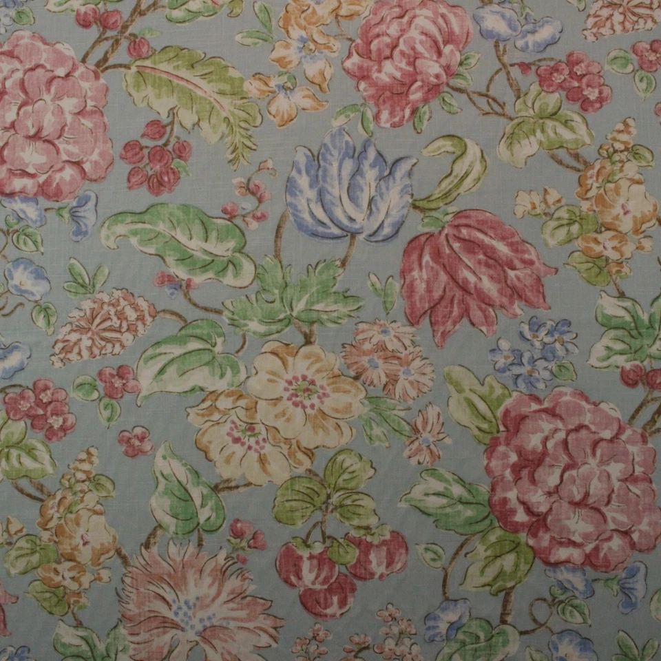 BRAEMORE SPRING FLOWERS SKY BLUE ROSE LARGE FLORAL MULTIUSE FABRIC BY YARD 54"W - Image 1 of 4