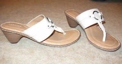 SONOMA Ladies' 7.5 T-STRAP HEELS (white/tan w/ 2" heel) perfect condition - Image 1 of 3