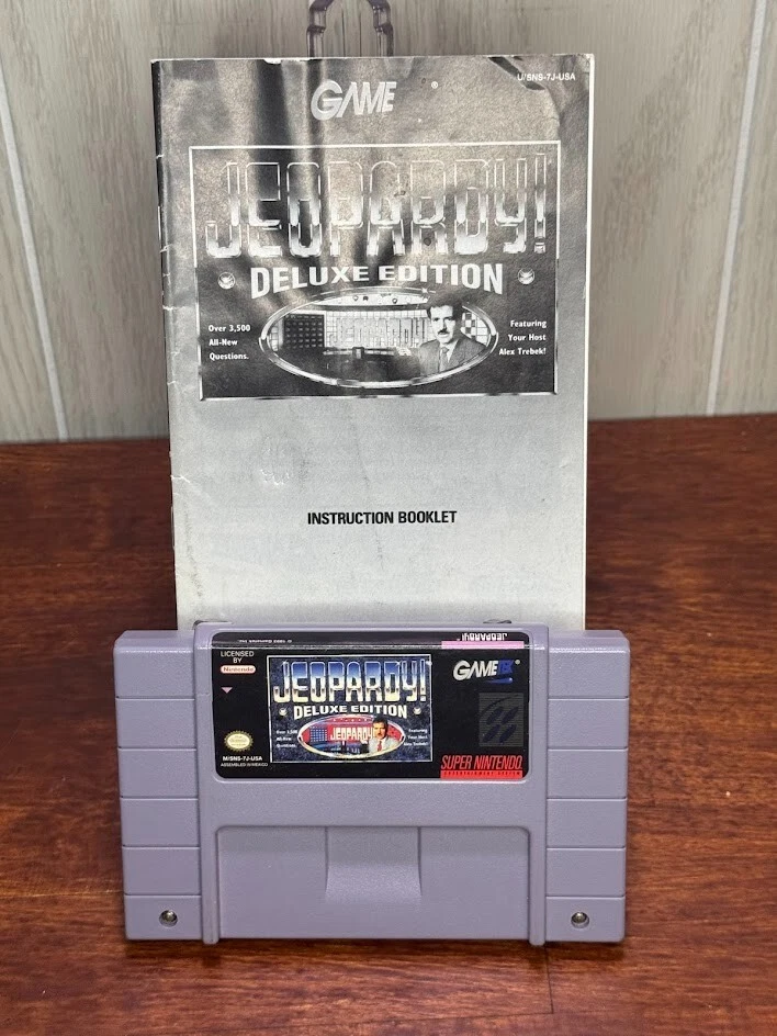 Super Nintendo JEOPARDY Deluxe Edition Game Cartridge with manual - Image 1 of 4