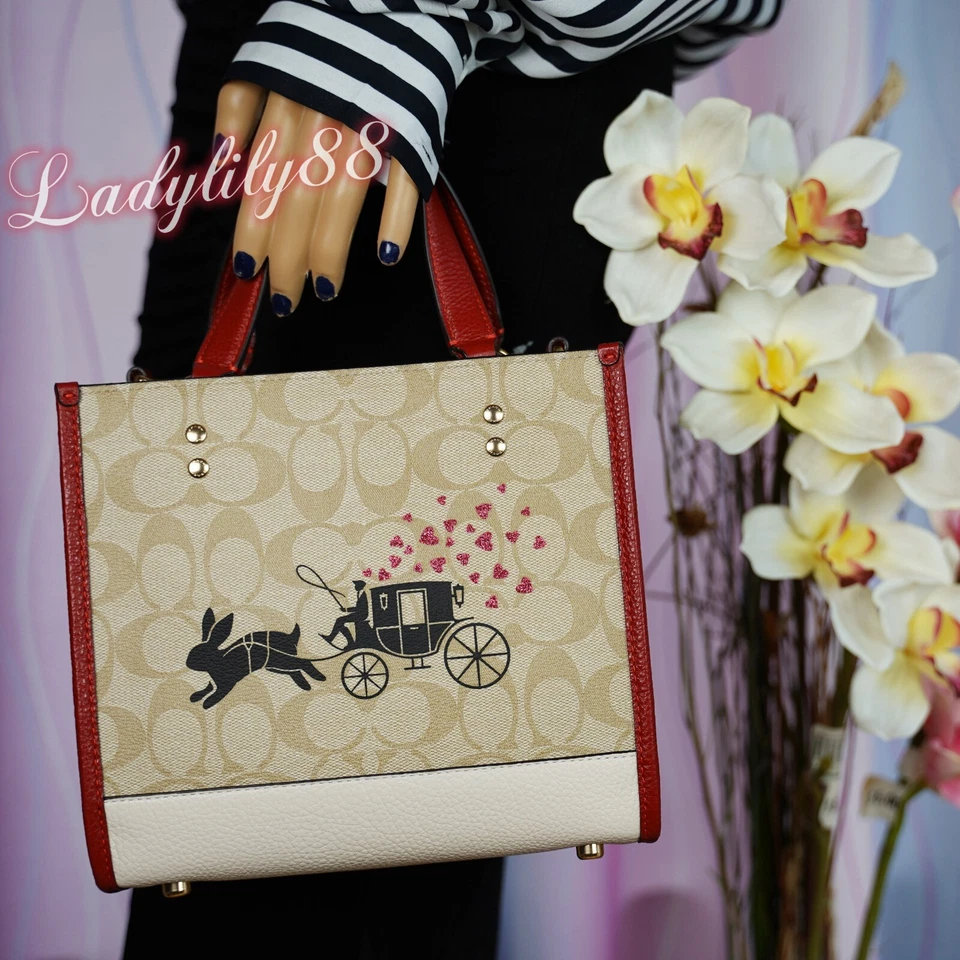 Coach CF404 Lunar Year Dempsey Tote 22 In Signature Canvas W Rabbit&Carriage