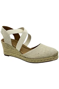 Easy Spirit Women's Meza Strappy Espadrille Wedges Ivory - Picture 1 of 3